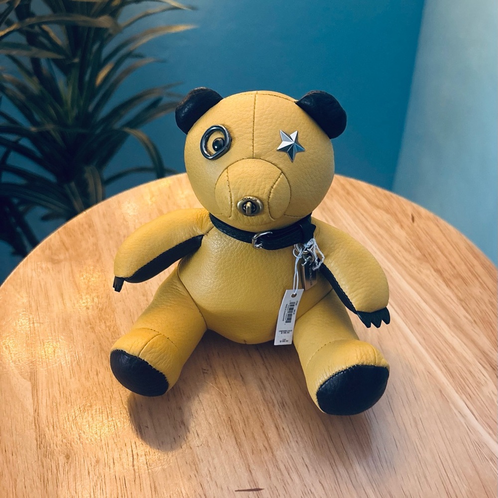 Coach NWT Vintage Yellow and Black Paperweight Teddy Bear